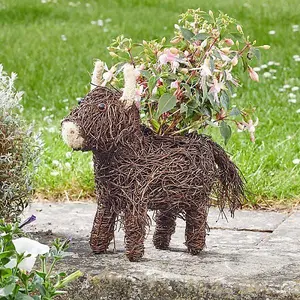 Animal Themed Highland Cow Flower Planters Novelty Rattan Straw Plant Pot