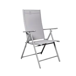 Outdoor Garden Patio Multi Position Reclining Folding Chair in Grey