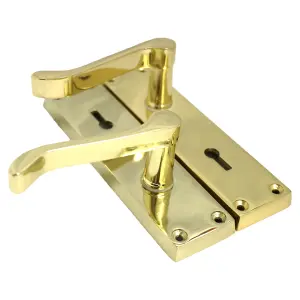 Door Handles Victorian Scroll Lever Lock - Brass 150 x 40mm