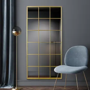 MirrorOutlet The Fenestra Gold Modern Window Leaner / Wall Mirror 69" X 33" 174CM X 85CM