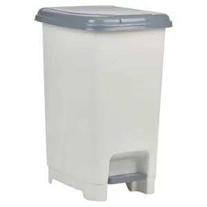 Esmerelda Plastic Pedal Lid Pedal Bin - 15.45L Light Grey/Beige