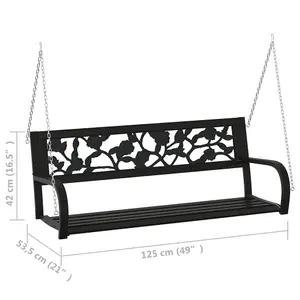 Berkfield Garden Swing Bench 125 cm Steel and Plastic Black