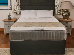 Sapphire Memory Foam Orthopaedic Sprung Divan Bed Set 2FT6 Small Single 2 Drawers Side - Naples Slate