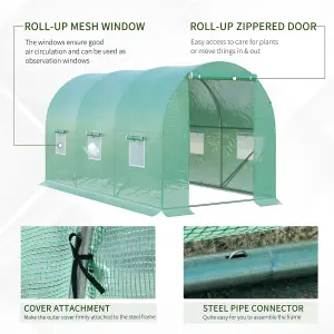 Outsunny Greenhouse Polytunnel Walk-in Flower Plant Steel 4 x 2 M Outdoor