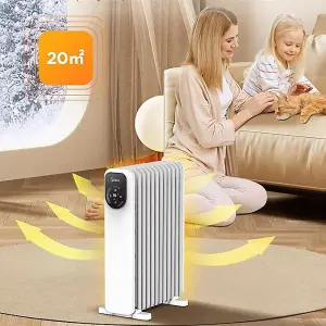 Midea 11-Fin Electric Heater Oil-Filled Radiator with Remote Control & LED Touch Screen