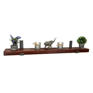 Benedicte  Bracket Shelf with Hooks Light Oak / 24cm H x 50cm W x 22cm D