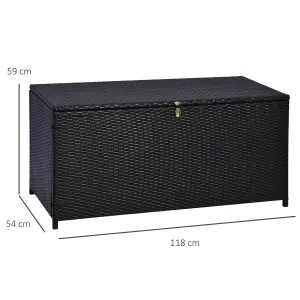 Outsunny Large Rattan Storage Box Garden Chest Wicker Outdoor Cabinet Deck Shed