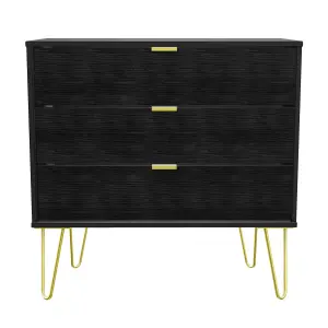 Fuji 3 Drawer Chest in Black Matt (Ready Assembled)