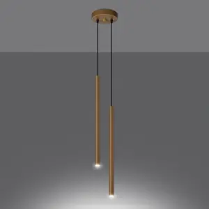 Pastelo Steel Gold 2 Lights Modern Pendant Ceiling Light