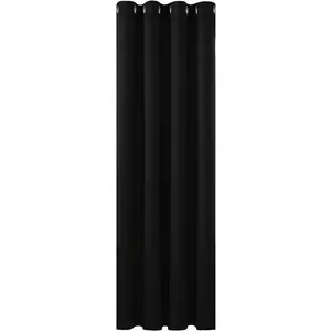 Polyester Blackout Grommet / Eyelet Door Curtain Panel Black / 132 W x 160 D cm