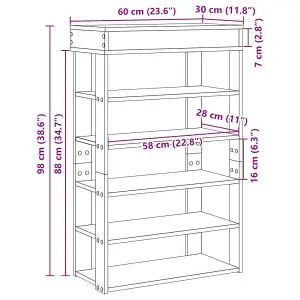 Berkfield Shoe Rack Brown Oak 60x30x98 cm Engineered Wood