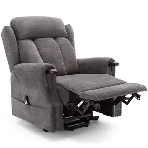 Rise Recliner Chair With Single Motor, Remote Control And Pocket Storage In Charcoal Fabric