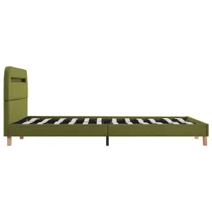 Berkfield Bed Frame with LED Green Fabric 135x190 cm 4FT6 Double