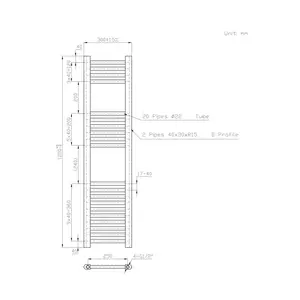 Wiest Straight Heated Towel Rail Radiator Bathroom Ladder Warmer White / 120cm H x 30cm W x 3cm D