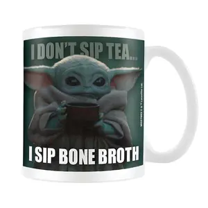 Star Wars: The Mandalorian Bone Broth Grogu Mug Green/White (12cm x 10.5cm x 8.7cm)