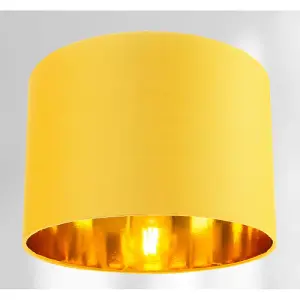 Contemporary Ochre Cotton 10 Table/Pendant Lamp Shade with Shiny Gold Inner