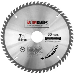 Saxton TCT18560T TCT Circular Saw Blade 185mm x 60 Teeth x 30mm Bore + 16, 20 and 25mm Rings