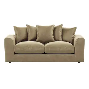 Brooklyn Plush Velvet Fibre Fabric Sofa Set 3 and 2 Seater sofa Beige