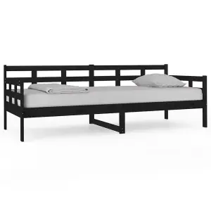 Berkfield Day Bed Black Solid Wood Pine 80x200 cm