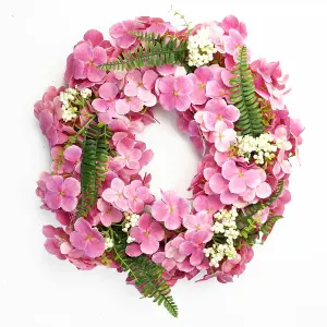 40cm Artificial Pink Floral Blossom Wreath