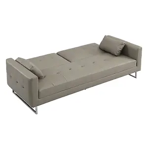 Paris Faux Leather 3 Seater Sofa Bed In Grey