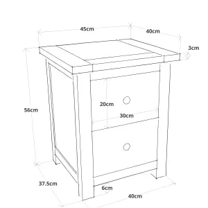 Lugo 2 Drawer Bedside Table Wood Knob