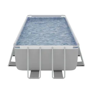 Dellonda 21FT Deluxe Steel Frame Swimming Pool Rectangular With Step Ladder