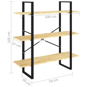 Berkfield 3-Tier Book Cabinet 100x30x105 cm Solid Pine Wood