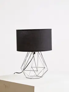 Interiors by Premier Wyra Black And Chrome Finish Table light