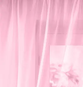 Elegant Plain Voile Curtain Panels PAIR with FREE Tie Backs 150cm x 229cm Pink