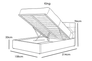 Lowther Grey Velvet Ottoman Storage Bed King Size 5ft