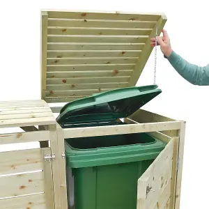 FSC Certified Double Wooden Wheelie Bin Storage Unit Dustbin - Pressure Treated