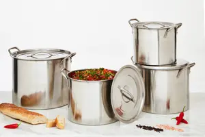 Interiors by Premier 4 Pc Stainless Steel Stockpot Set, Stainless Steel Stock Pot With Twin Handles, Pots with Lid for Cooking