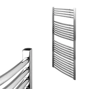 Bray Heated Towel Rail For Central Heating, Curved, Chrome - W500 x H800 mm