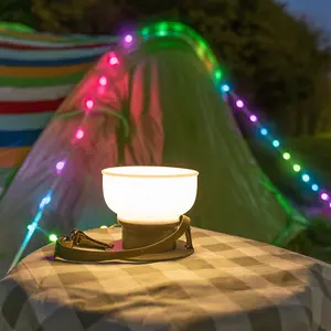 ValueLights Multi-Purpose Camping Festival Solar Light with RGB String Lights Hanging Party Lamp and USB Charging