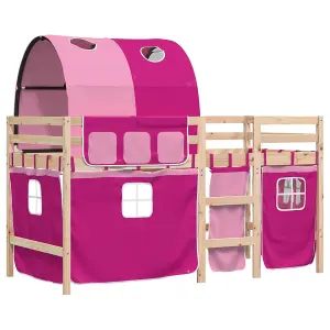 Berkfield Kids' Loft Bed with Tunnel without Mattress Pink 80x200 cm