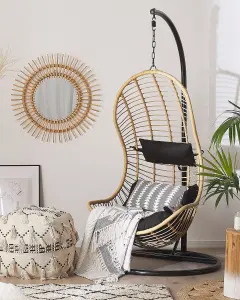 Hanging Chair with Stand PINETO PE Rattan Natural