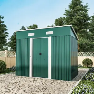 8ft. W x 4ft. D Metal Pent Garden Shed Green