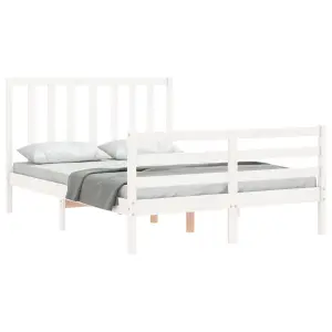 Berkfield Bed Frame with Headboard White 120x200 cm Solid Wood