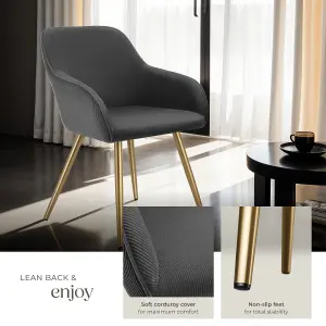 Dining Chair Marilyn - corduroy look, upholstered, armchair, continuous backrest - anthracite/gold