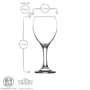 LAV Empire White Wine Glasses - 245ml - Pack of 6