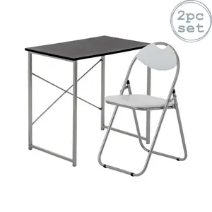 Harbour Housewares - Industrial Office Desk & Chair Set - Black/White