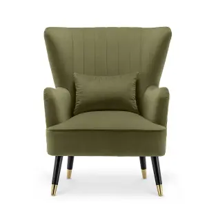 Velvet Sage Green Camila Accent Wingback Chair