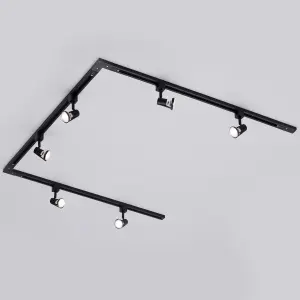 Litecraft Harlem Black 6 Head 3m U Shape Kitchen Ceiling Light with LED Bulbs