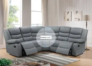 Valencia Grey Leather Recliner Corner Sofa Siute