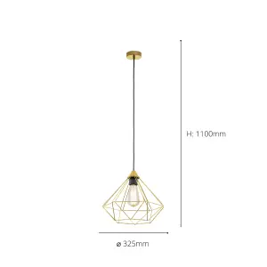 EGLO Tarbes Gold Metal Geometric Pendant Light Fixture - Retro Design (D) 32.5cm