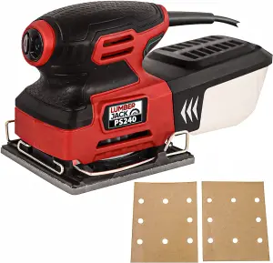 Lumberjack 1/4" Sheet Detail Palm Sander with Dust Box & Sanding Sheets Electric 240v