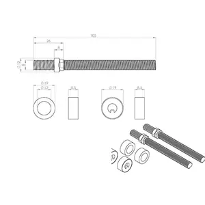 Back To Back Pull Handle Fixing Pack Set 19mm Diameter Satin Stainless Steel