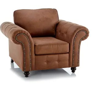 Oakland 3 Piece Sofa Suite 3 Seater, 2 Seater and Armchair Chesterfield Leather Air Tan