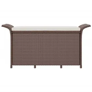 Berkfield Garden Bench with Cushion Brown 116x46x57 cm Poly Rattan